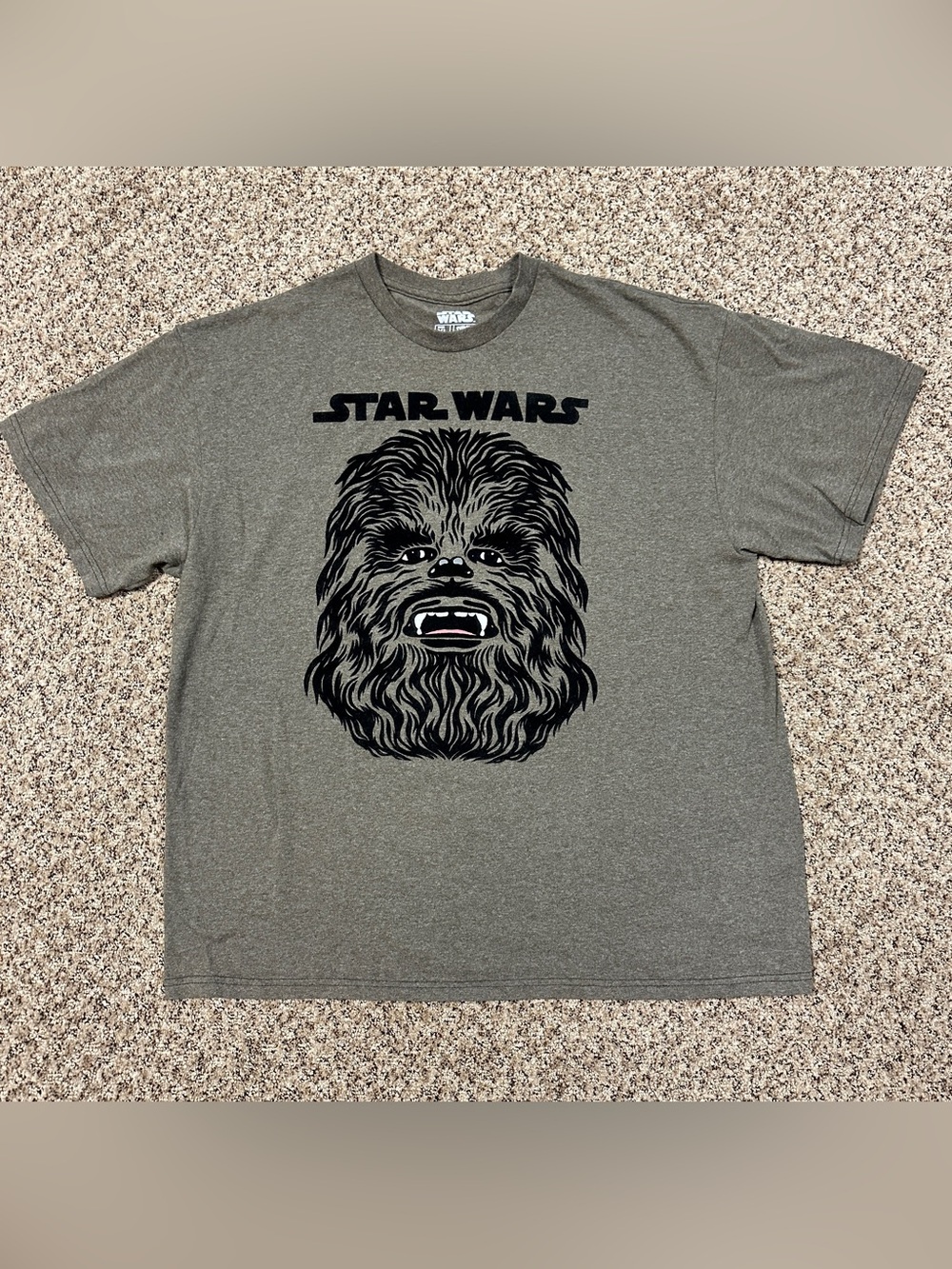 Star Wars Heather Brown Tee with Black Raised Felt Graphic XL